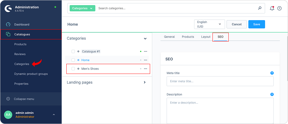 Shopware Catalogues Meta Title