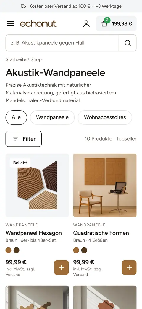 Shop Analyse Kategorie Vorschlag Mobil