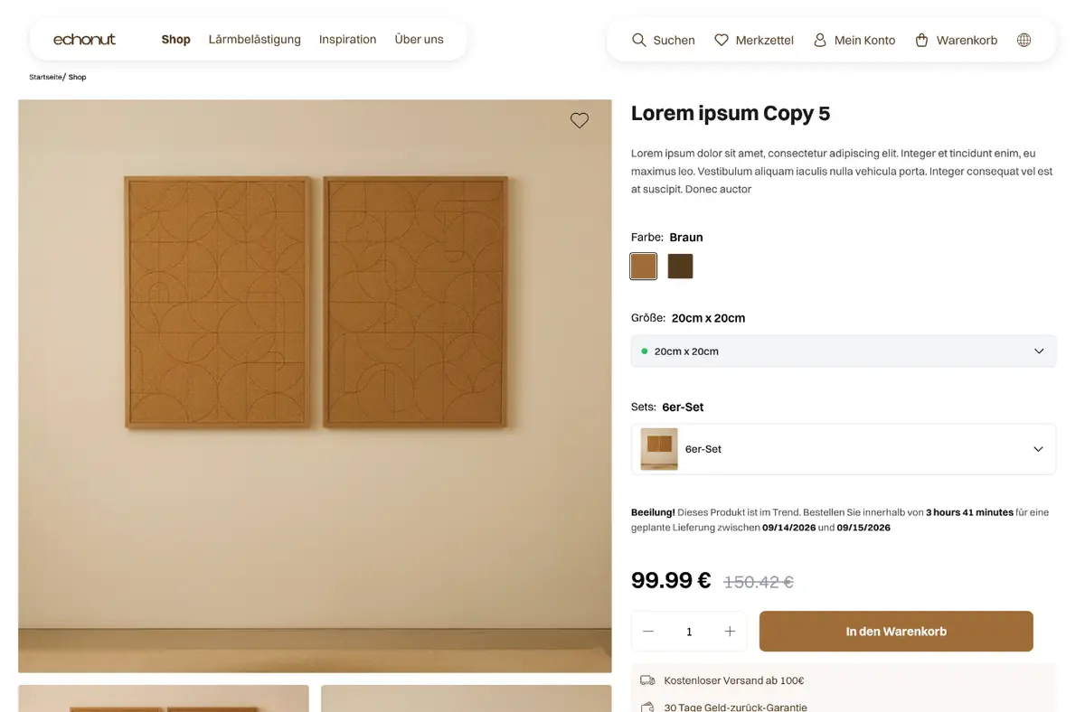 Shop Analyse Produktseite Vorher Desktop