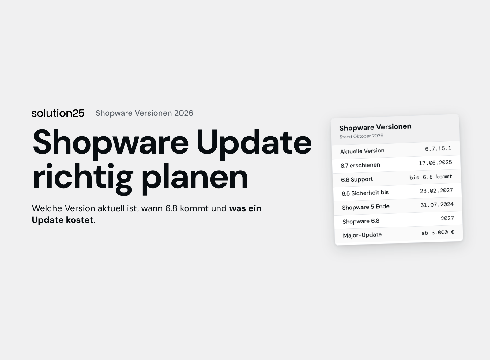 Shopware Update Versionen Titelbild